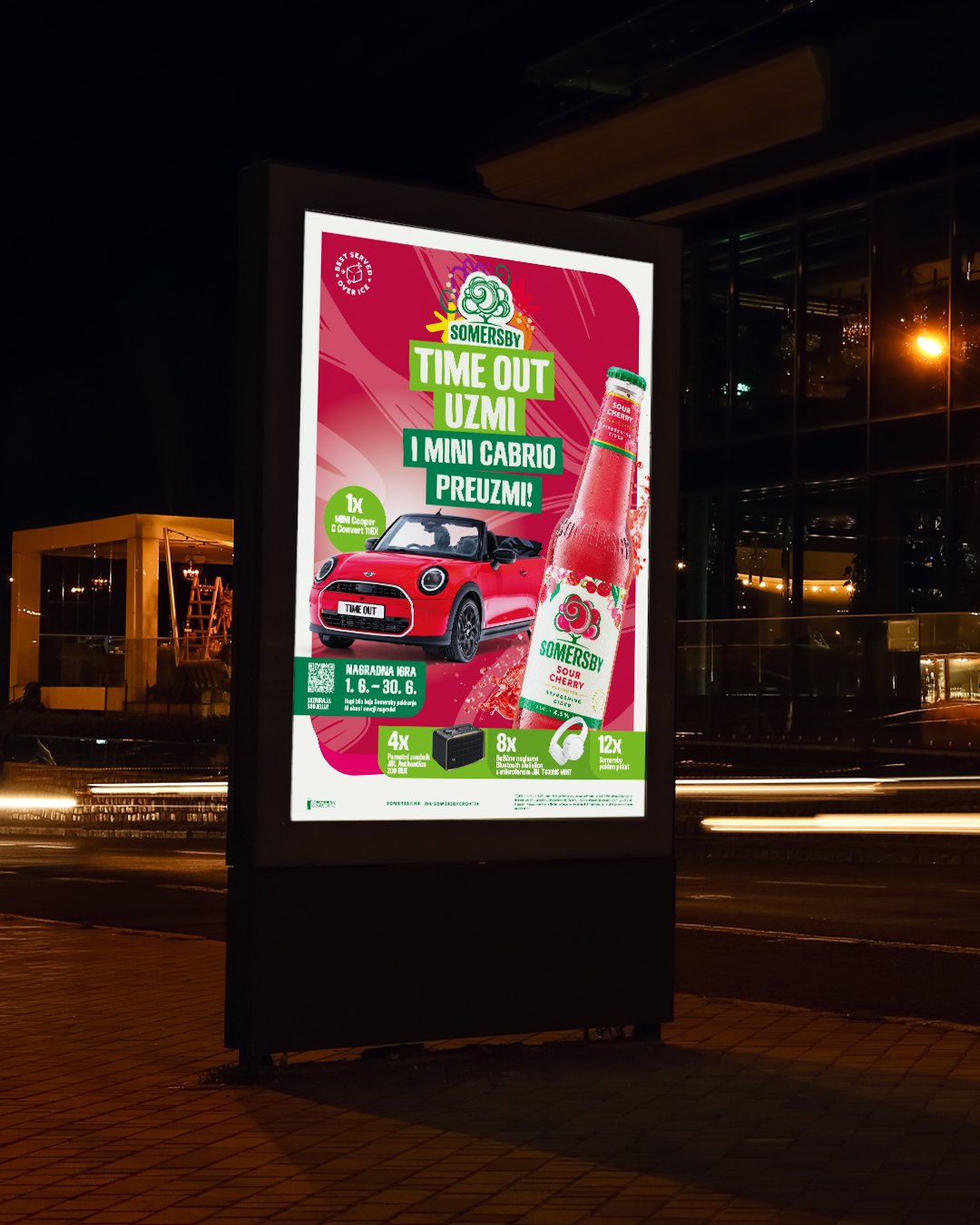 Somersby summer prize promotion featuring a Mini Cabrio.